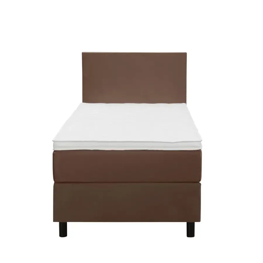 1-Persoons Boxsprings-Leen Bakker Boxspring Liv egaal - bruin - 90x200 cm - ronde poot