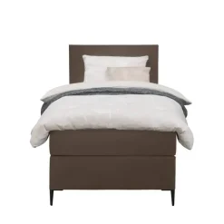 Leen Bakker Boxspring Liv egaal - bruin - 90x200 cm - slanke poot