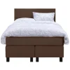 Leen Bakker Boxspring Liv egaal - bruin - 120x200 cm - vierkante poot