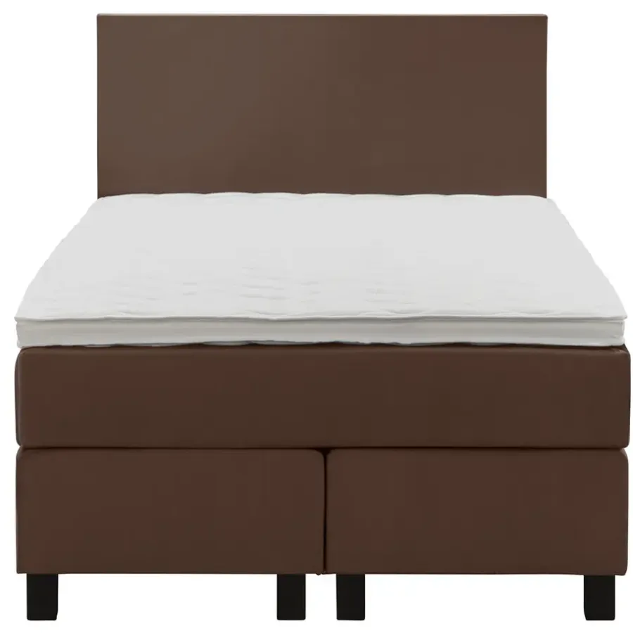 Leen Bakker Boxspring Liv egaal - bruin - 120x200 cm - vierkante poot