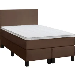 Leen Bakker Boxspring Liv egaal - bruin - 120x200 cm - vierkante poot