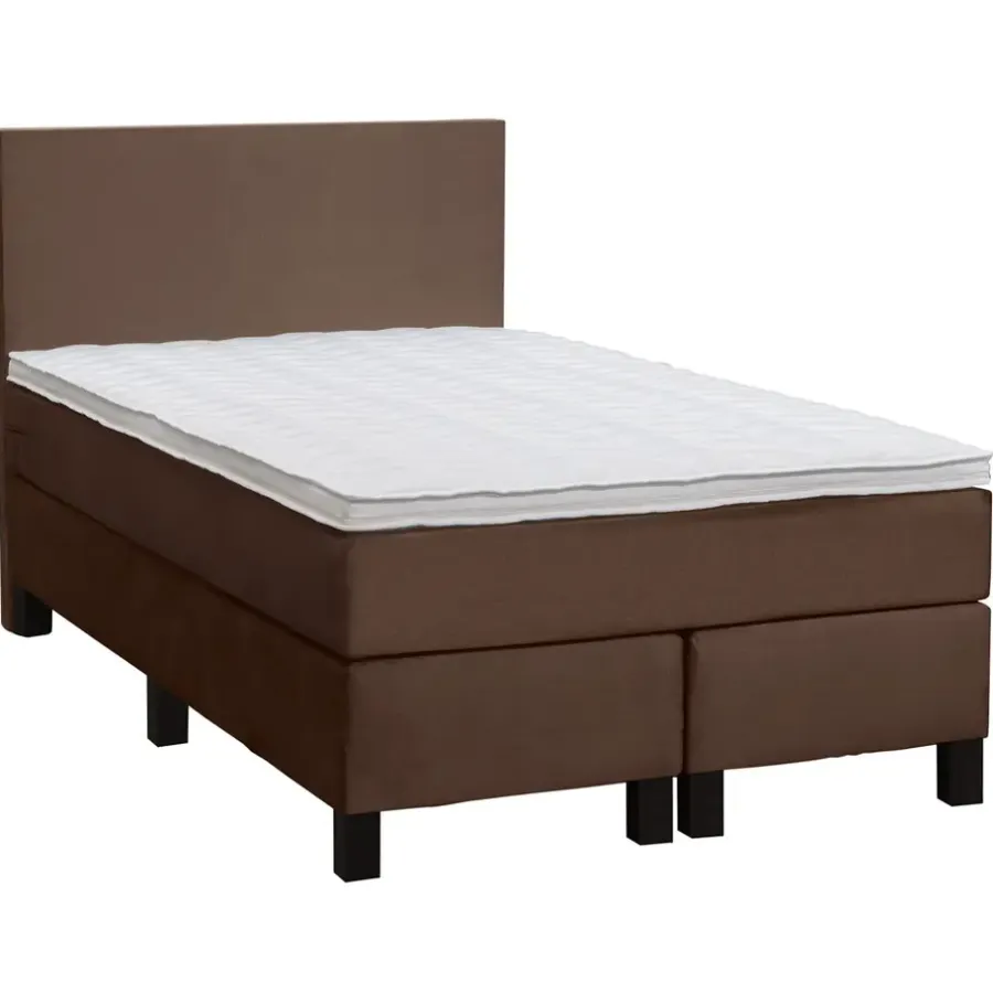 Leen Bakker Boxspring Liv egaal - bruin - 120x200 cm - vierkante poot