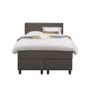 Leen Bakker Boxspring Liv egaal - donkerbruin - 120x200 cm - ronde poot