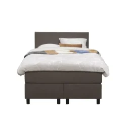 Leen Bakker Boxspring Liv egaal - donkerbruin - 120x200 cm - ronde poot