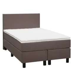 Leen Bakker Boxspring Liv egaal - donkerbruin - 120x200 cm - ronde poot