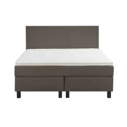 Leen Bakker Boxspring Liv egaal - donkerbruin - 140x200 cm - vierkante poot