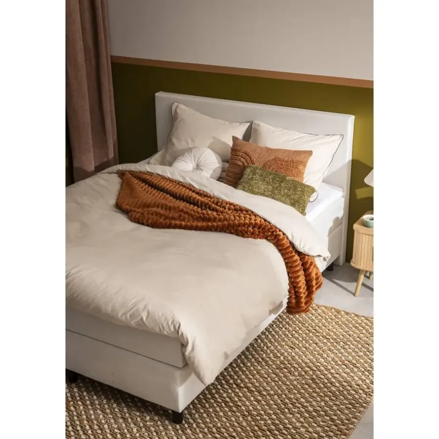 1-Persoons Boxsprings-Leen Bakker Boxspring Liv egaal - ecru - 90x200 cm - ronde poot