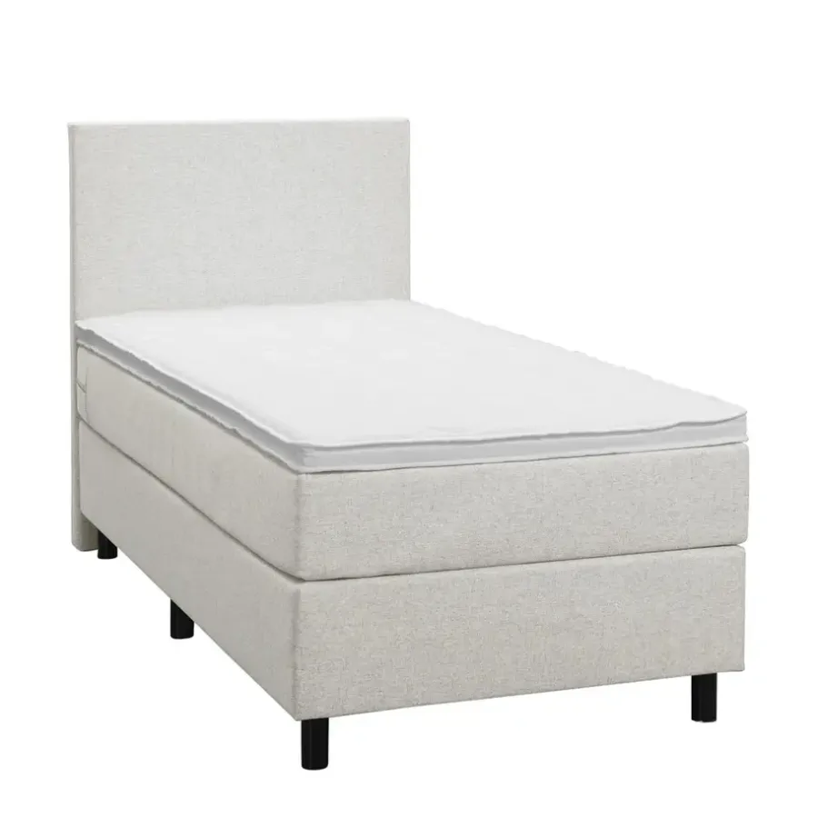 1-Persoons Boxsprings-Leen Bakker Boxspring Liv egaal - ecru - 90x200 cm - ronde poot
