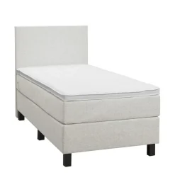 Leen Bakker Boxspring Liv egaal - ecru - 90x200 cm - vierkante poot