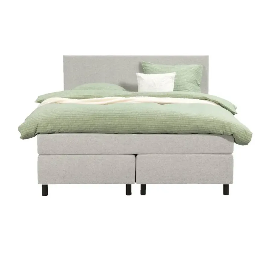 Leen Bakker Boxspring Liv egaal - ecru - 140x200 cm - ronde poot