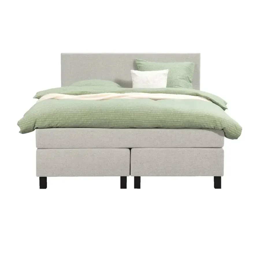 2-Persoons Boxsprings-Leen Bakker Boxspring Liv egaal - ecru - 140x200 cm - vierkante poot