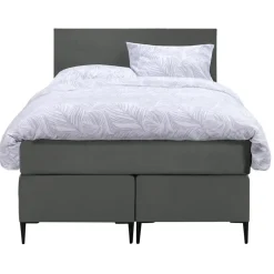 Leen Bakker Boxspring Liv egaal - grijs - 120x200 cm - slanke poot