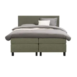 Leen Bakker Boxspring Liv egaal - groen - 180x200 cm - vierkante poot