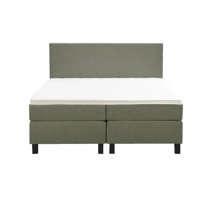 Leen Bakker Boxspring Liv egaal - groen - 180x200 cm - vierkante poot