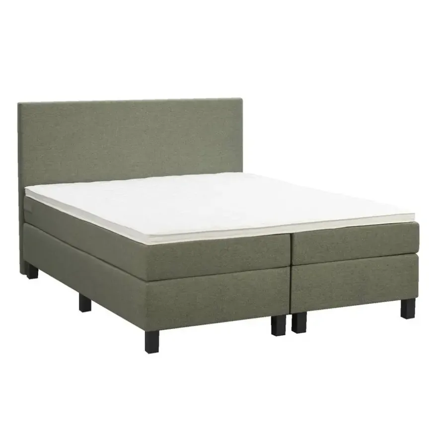 Leen Bakker Boxspring Liv egaal - groen - 180x200 cm - vierkante poot
