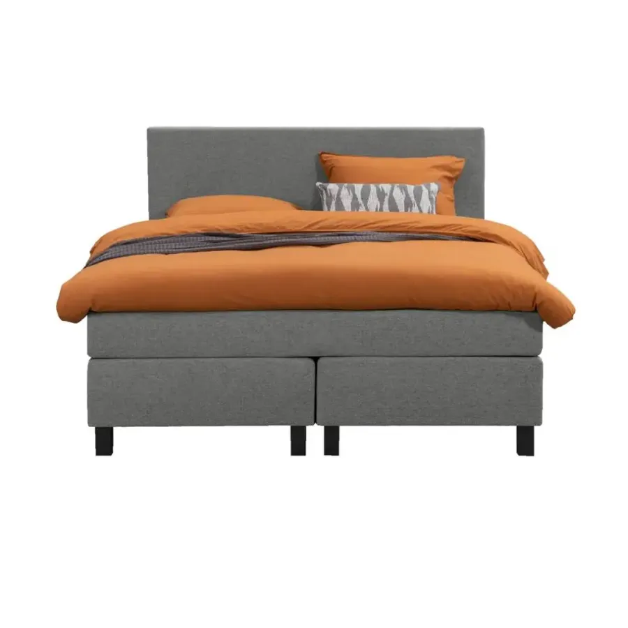 2-Persoons Boxsprings-Leen Bakker Boxspring Liv egaal - lichtgrijs - 140x200 cm - vierkante poot