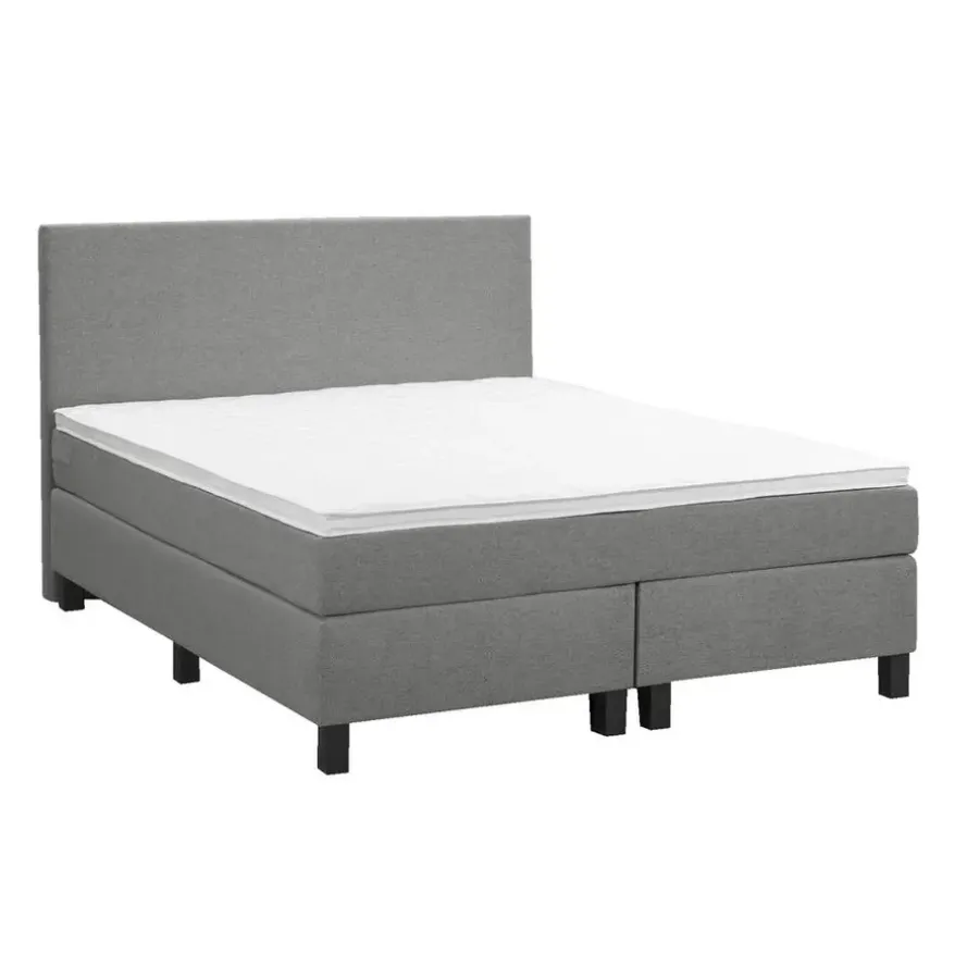 2-Persoons Boxsprings-Leen Bakker Boxspring Liv egaal - lichtgrijs - 140x200 cm - vierkante poot