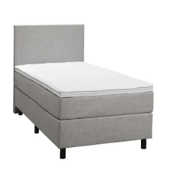Leen Bakker Boxspring Liv egaal - lichtgrijs - 90x200 cm - ronde poot