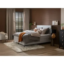 1-Persoons Boxsprings-Leen Bakker Boxspring Liv egaal - lichtgrijs - 120x200 cm - vierkante poot