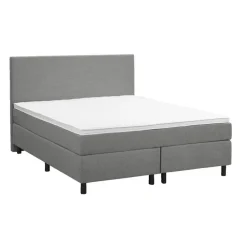 Leen Bakker Boxspring Liv egaal - lichtgrijs - 140x200 cm - ronde poot