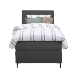 1-Persoons Boxsprings-Leen Bakker Boxspring Liv geblokt - antraciet - 90x200 cm - slanke poot