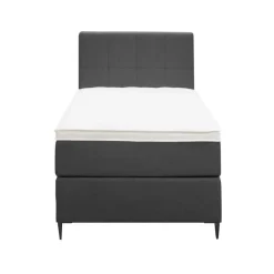 1-Persoons Boxsprings-Leen Bakker Boxspring Liv geblokt - antraciet - 90x200 cm - slanke poot