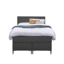 Leen Bakker Boxspring Liv geblokt - antraciet - 120x200 cm - slanke poot