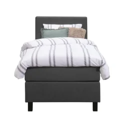 Leen Bakker Boxspring Liv geblokt - antraciet - 90x200 cm - vierkante poot