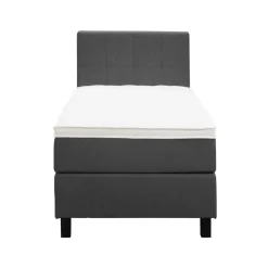 Leen Bakker Boxspring Liv geblokt - antraciet - 90x200 cm - vierkante poot