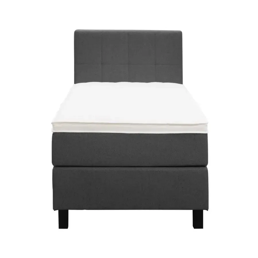 Leen Bakker Boxspring Liv geblokt - antraciet - 90x200 cm - vierkante poot