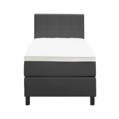 1-Persoons Boxsprings-Leen Bakker Boxspring Liv geblokt - antraciet - 90x200 cm - ronde poot