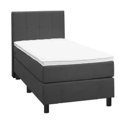 1-Persoons Boxsprings-Leen Bakker Boxspring Liv geblokt - antraciet - 90x200 cm - ronde poot