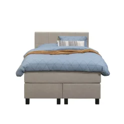 Leen Bakker Boxspring Liv geblokt - beige - 120x200 cm - vierkante poot