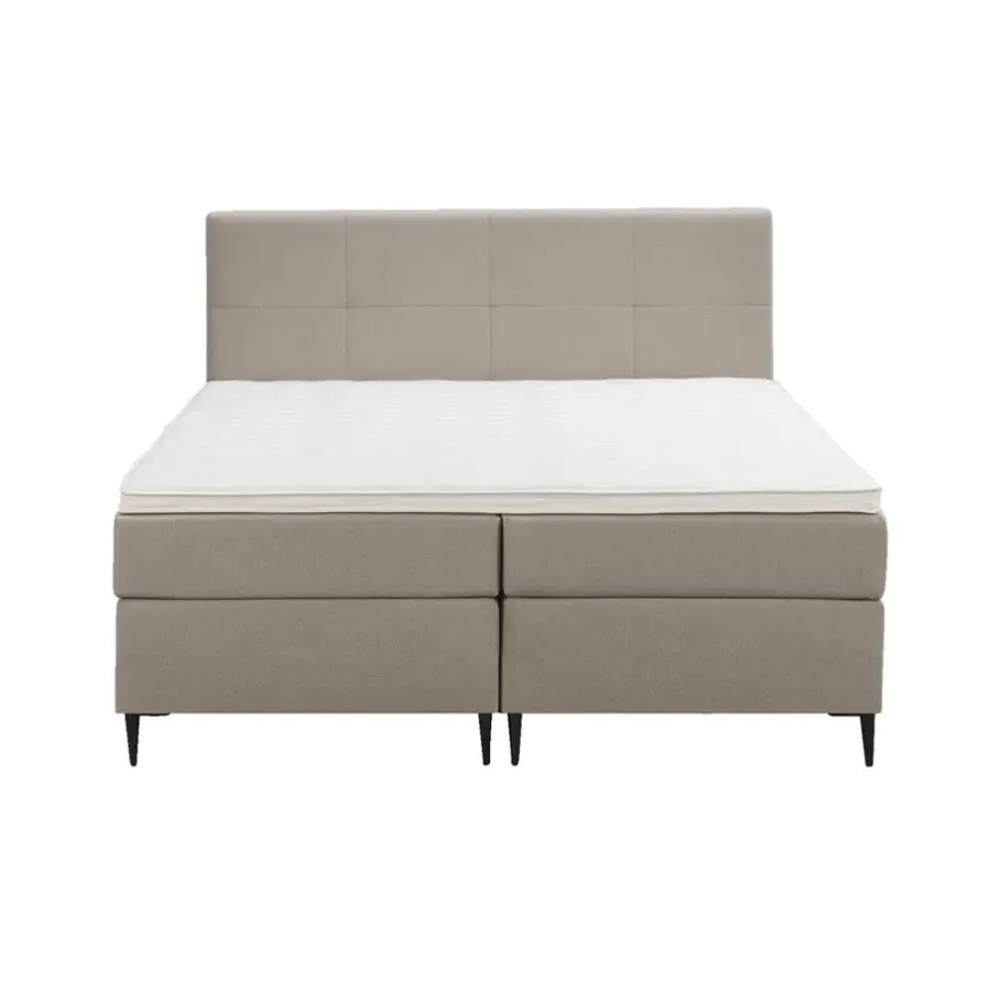 2-Persoons Boxsprings-Leen Bakker Boxspring Liv geblokt - beige - 180x200 cm - slanke poot