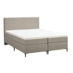 2-Persoons Boxsprings-Leen Bakker Boxspring Liv geblokt - beige - 180x200 cm - slanke poot