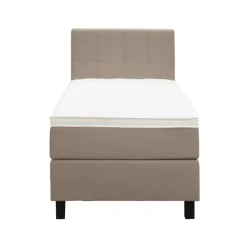 1-Persoons Boxsprings-Leen Bakker Boxspring Liv geblokt - beige - 90x200 cm - vierkante poot