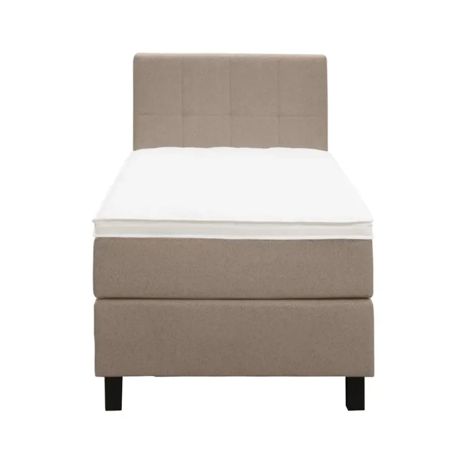 1-Persoons Boxsprings-Leen Bakker Boxspring Liv geblokt - beige - 90x200 cm - vierkante poot