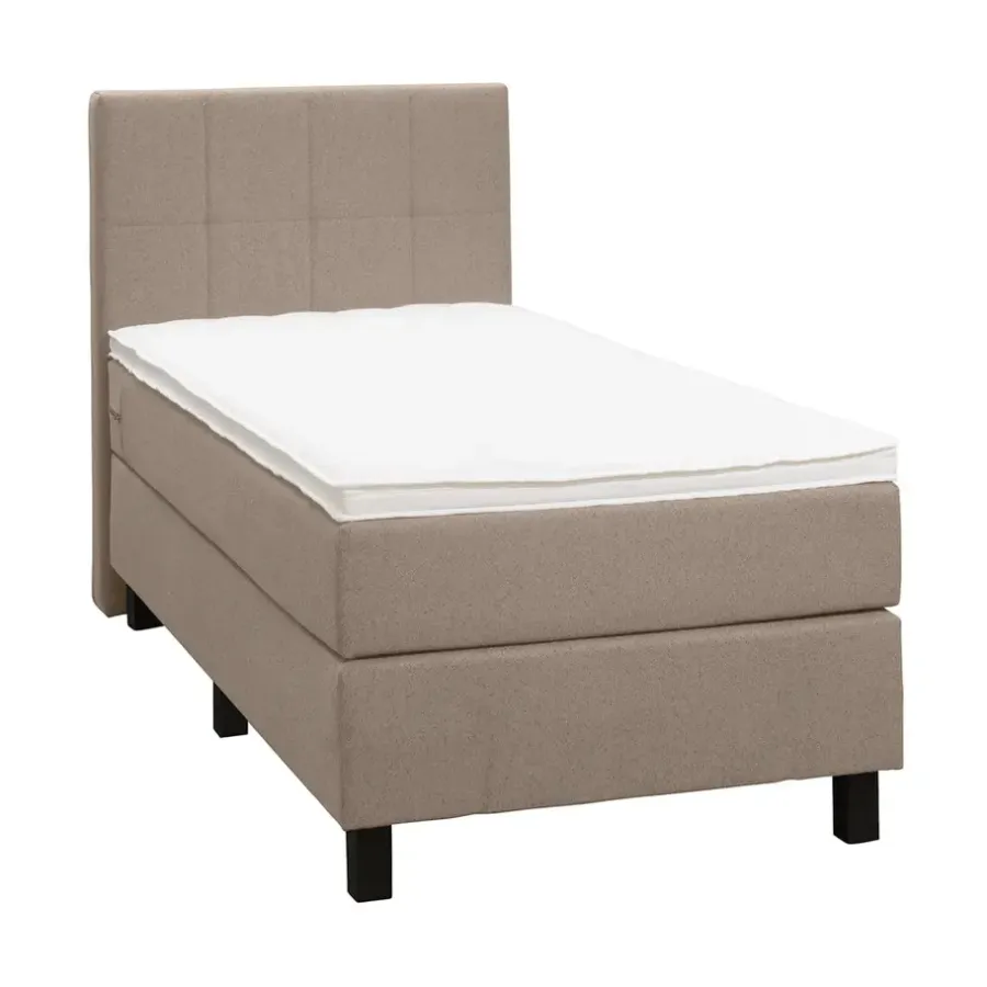 1-Persoons Boxsprings-Leen Bakker Boxspring Liv geblokt - beige - 90x200 cm - vierkante poot