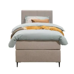 1-Persoons Boxsprings-Leen Bakker Boxspring Liv geblokt - beige - 90x200 cm - slanke poot