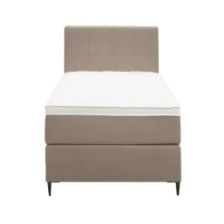1-Persoons Boxsprings-Leen Bakker Boxspring Liv geblokt - beige - 90x200 cm - slanke poot
