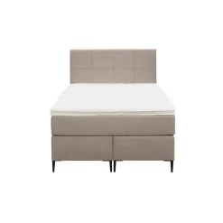 1-Persoons Boxsprings-Leen Bakker Boxspring Liv geblokt - beige - 120x200 cm - slanke poot