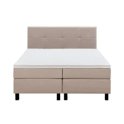 2-Persoons Boxsprings-Leen Bakker Boxspring Liv geblokt - beige - 180x200 cm - vierkante poot