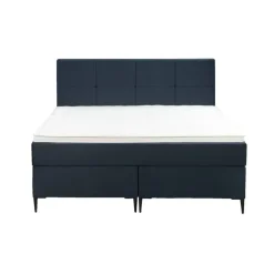 Leen Bakker Boxspring Liv geblokt - blauw - 140x200 cm - slanke poot