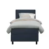 1-Persoons Boxsprings-Leen Bakker Boxspring Liv geblokt - blauw - 90x200 cm - ronde poot