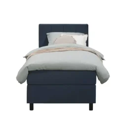 1-Persoons Boxsprings-Leen Bakker Boxspring Liv geblokt - blauw - 90x200 cm - ronde poot