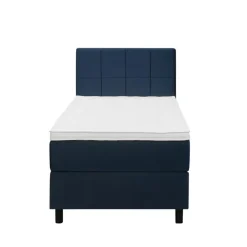 1-Persoons Boxsprings-Leen Bakker Boxspring Liv geblokt - blauw - 90x200 cm - ronde poot
