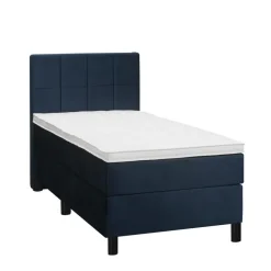 1-Persoons Boxsprings-Leen Bakker Boxspring Liv geblokt - blauw - 90x200 cm - ronde poot