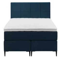 1-Persoons Boxsprings-Leen Bakker Boxspring Liv geblokt - blauw - 120x200 cm - slanke poot