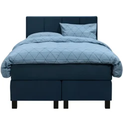 1-Persoons Boxsprings-Leen Bakker Boxspring Liv geblokt - blauw - 120x200 cm - vierkante poot