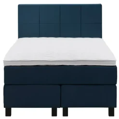 1-Persoons Boxsprings-Leen Bakker Boxspring Liv geblokt - blauw - 120x200 cm - vierkante poot